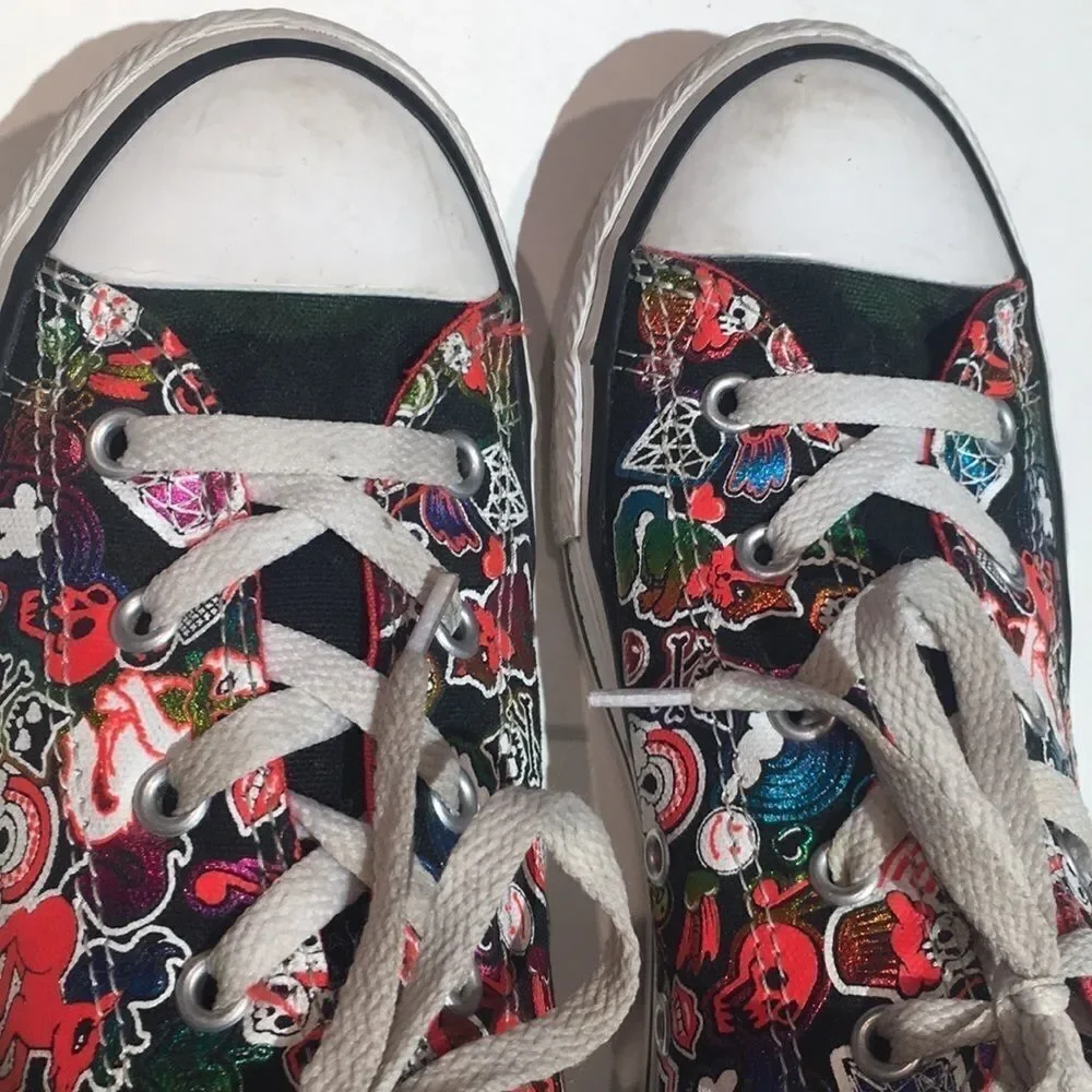 Converse All Star Jr. Black Ponies & Skulls Size 4